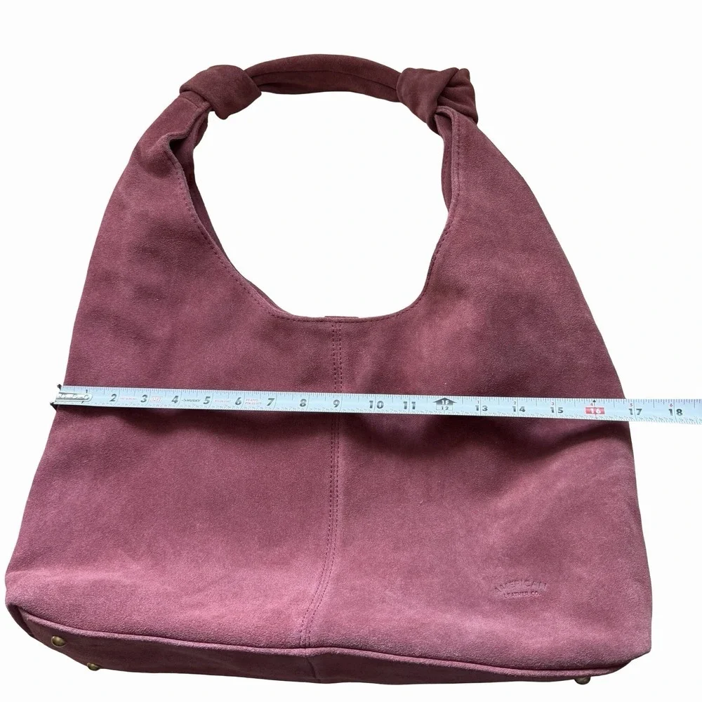 American Leather Co Gables Hobo Suede Shoulder Bag in Cordovan Red Slouchy Purse